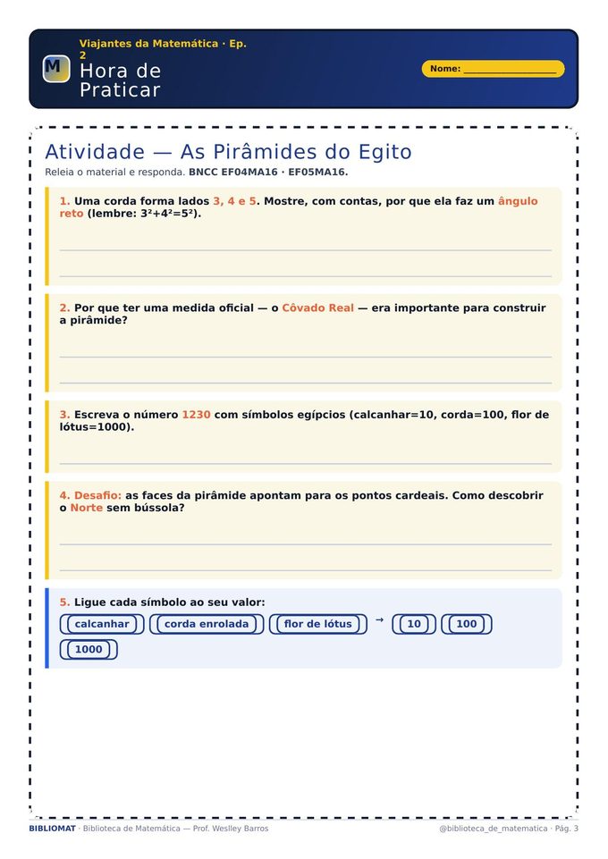 Folha de atividade alinhada à BNCC